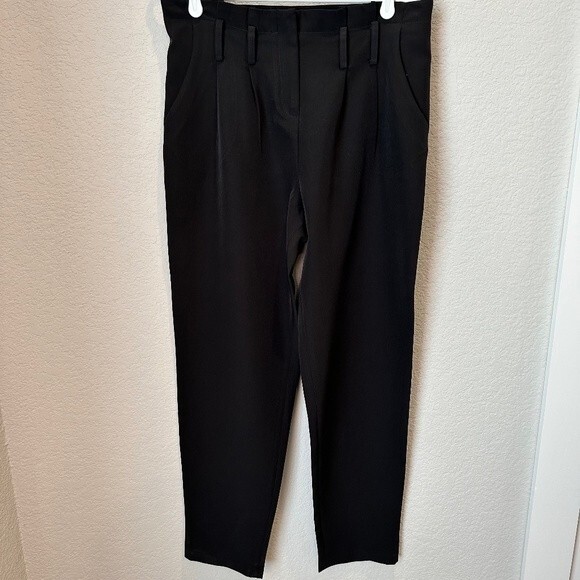 Milly Black Paperbag High Waist Loose Fitting Straight Leg Trousers - Size 8 EUC - Picture 1 of 5